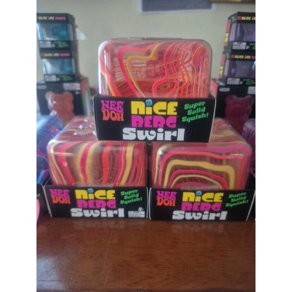 3-Pack NeeDoh Nice Berg Swirl Pink Orange Yellow NIB